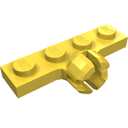 Lego Plate Special 1 x 4 with Towball Socket, Short, 4 Slots / Yellow