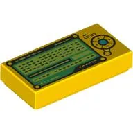 Tile 1 x 2 with Control Panel, Buttons, Green Screen Print / Yellow