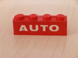 Brick 1 x 4 with White 'AUTO' Text on Red Background Pattern (Sticker) - Set 646