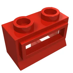 Window 1 x 2 x 1, Short Lip [with Glass] / Red