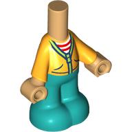 Lego Microdoll Body Pants Dark Turquoise Legs, Bright Light Orange Jacket, Red and White Striped Undershirt Print / Warm Tan