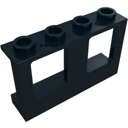 Window 1 x 4 x 2 Plane, Solid Studs / Black