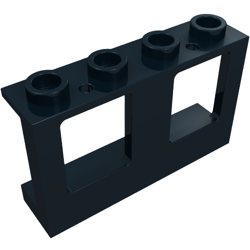 Lego Window 1 x 4 x 2 Plane, Solid Studs / Black