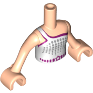 Lego Minidoll Torso Girl with Sleeveless Top with White and Magenta Print, Light Nougat Arms and Hands / Light Nougat