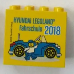 Brick 2 x 4 x 3 with 'HYUNDAI LEGOLAND Fahrschule 2018' Print / Yellow