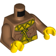 Lego Torso Muscles, El Dorado Gold Collar and Belt Print, Medium Nougat Arms, Yellow Hands / Medium Nougat