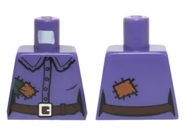 Torso Female Shirt with Buttons, Belt, Buckle and Patches Pattern / Dark Purple