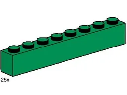1 x 8 Dark Green Bricks