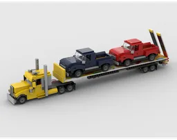 Peterbilt Big Rig Tractor with Flatbed Trailer