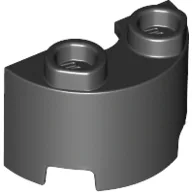 Brick Round, Half 1 x 2 / Black
