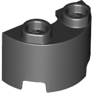 Lego Brick Round, Half 1 x 2 / Black