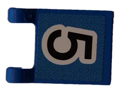 Flag 2 x 2 Square with Flat Edge with Black Number 5 on Blue Background Pattern (Sticker) - Sets 3420 / 3425