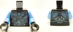 Torso Armor with Round Center Crystal and Tubes on Front and Back Pattern / Medium Blue Arms / Black Hands