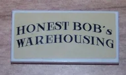 Tile 2 x 4 with 'HONEST BOB's WAREHOUSING' on Tan Background Pattern (Sticker) - Set 8199