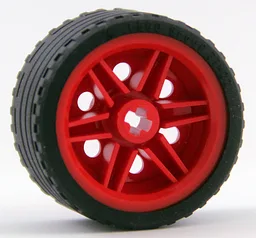 Wheel 30.4mm D. x 20mm with No Pin Holes and Reinforced Rim with Black Tire 37 x 22 ZR (56145 / 55978) / Red