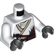 Lego Torso Robe, Brown Rope and White Undershirt / Gold Lion on Back Print, White Arms, Black Hands / White