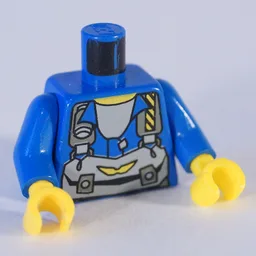 Torso, Jumpsuit with Gray Straps and Pack Print (Jet), Blue Arms, Yellow Hands / Blue