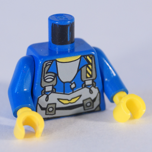 Lego Torso Jumpsuit with Gray Straps and Pack Print (Jet), Blue Arms, Yellow Hands / Blue
