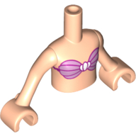 Lego Minidoll Torso Girl with Metallic Pink Bikini Shell Bra Top Print, Light Nougat Arms with Hands (Ariel) / Light Nougat
