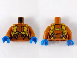 Torso Pilot Flight Suit with Silver Zippers and Orange Harness Straps Pattern / Dark Orange Arms / Dark Azure Hands