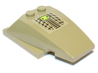 Lego Wedge 6 x 4 x 1 1/3 with 4 x 4 Base with Scales, Lime Button and Black Vent Grille Pattern (Sticker) - Set 70006