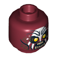 Lego Minifig Head Uruk-hai, Scowling / Handprint Print / Dark Red