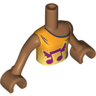 Lego Minidoll Torso Girl with Bright Light Orange Top with Winged Music Notes Print, Medium Nougat Arms and Hands / Medium Nougat
