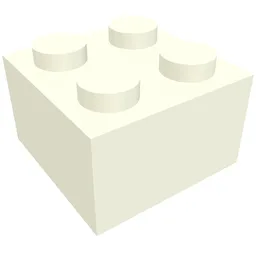 Brick 2 x 2 without Inside Support or Tubes / White