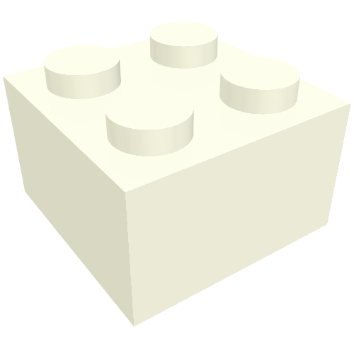 Lego Brick 2 x 2 without Inside Support or Tubes / White