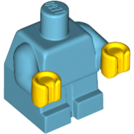 Lego Baby / Toddler Body with Fixed Arms and Yellow Hands / Medium Azure