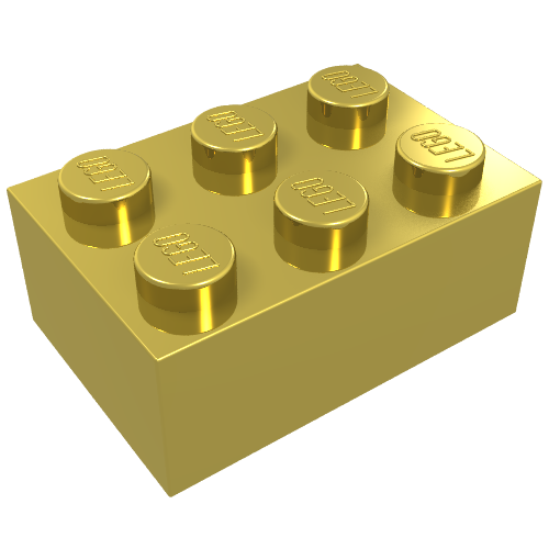 Lego Brick 2 x 3 / Chrome Gold