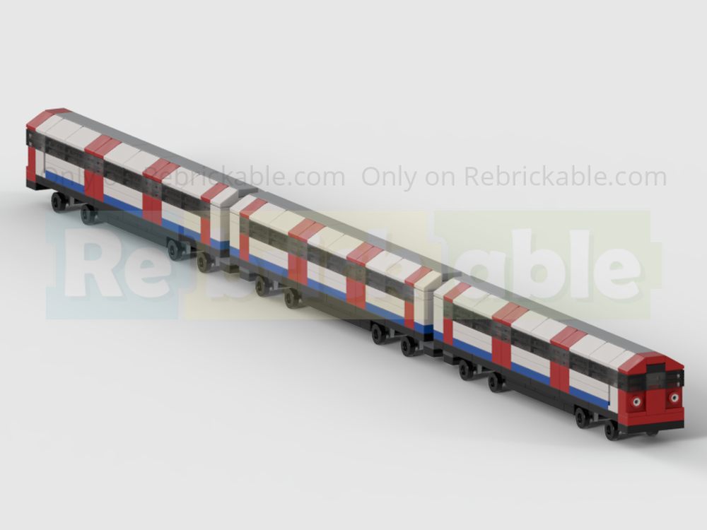 Lego 3-Wide London Underground Train - Three Carriage 1972 Stock Tube Train