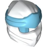 Lego Wrap with Long Back Knot, Medium Azure Band Pattern / White