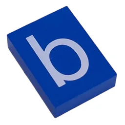 Modulex Tile 3 x 4 with White 'b' Print, without Internal Supports / Modulex Tile Blue