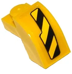 Slope, Curved 2 x 1 x 1 1/3 with Recessed Stud with Black and Yellow Danger Stripes Pattern Model Right Side (Sticker) – Set 76020