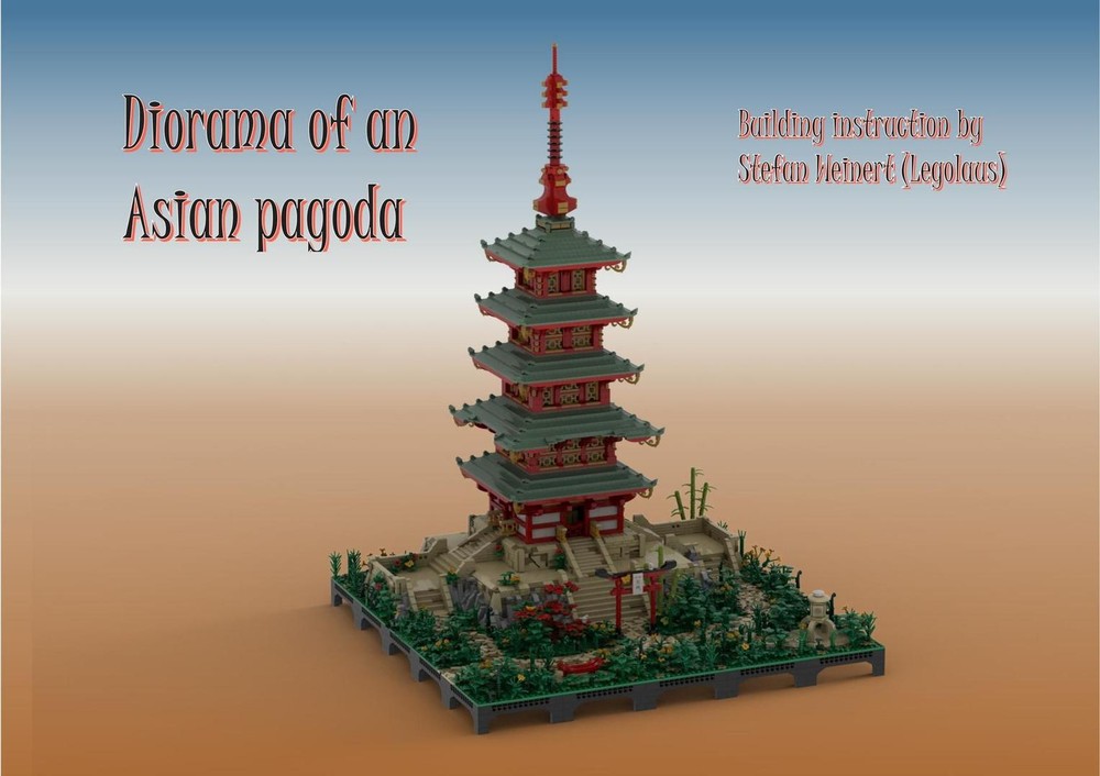 Lego Diorama of an asian pagoda