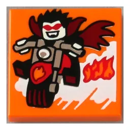 Tile 2 x 2 with Fire Motorbike Print (43115-1) / Orange