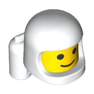 Lego Minifig Head Special, Baby with Helmet and Airtanks, Yellow Head Pattern, Classic Face print / White
