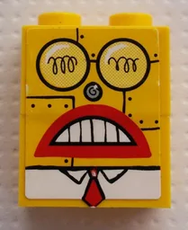 Stickered Assembly 2 x 1 x 2 with Robot SpongeBob Face Pattern (Sticker) - Set 4981