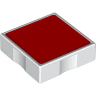 Duplo Tile 2 x 2 with Shape Red Square Print / White