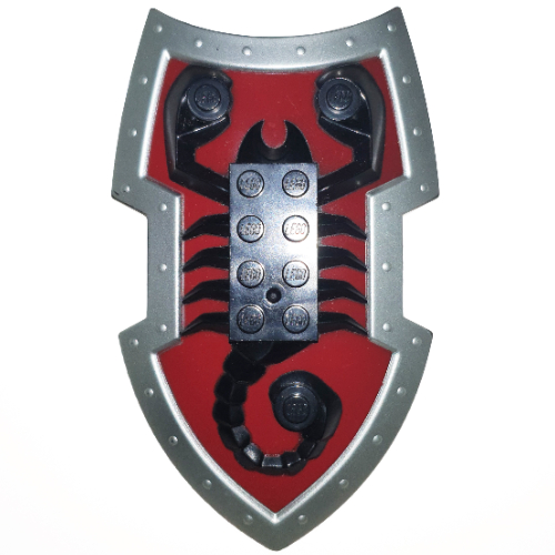 Lego Large Figure Shield, 2 x 4 Brick Relief, Vladek Scorpion with Dark Red and Silver Print / Black