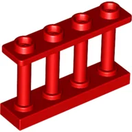 Fence Spindled 1 x 4 x 2 [4 Top Studs] / Red