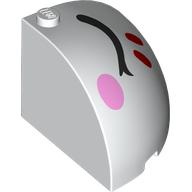 Lego Brick Round Corner 4 x 4 x 3 Quarter Dome Top with Closed Black Eyes, Red Stripes, Bright Pink Cheek, Left