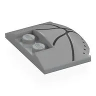 Brick Round 3 x 4 x 2/3 Triple Curved with 2 Sunk Studs with Black Lines, Dots Print / Light Bluish Gray