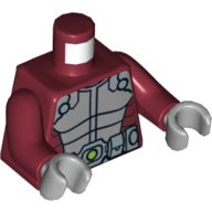 Lego Torso Armor with Silver Belt Print, Dark Red Arms, Light Bluish Gray Hands / Dark Red
