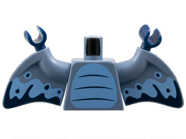 Lego Torso Bright Light Blue Stomach with 3 Dark Blue Curved Lines Pattern / Sand Blue Arms with Wings, Pterodactyl with Bright Light Blue and Dark Blue Markings Pattern / Dark Blue Hands
