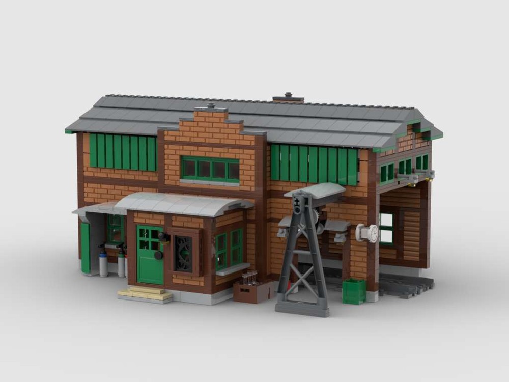 Lego Eisenbahn Lokschuppen 1-ständig / Railway engine shed