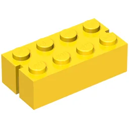 Brick 2 x 4 without Bottom Tubes, Slotted (with 2 slots) / Vintage Yellow