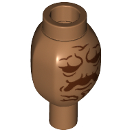Lego Plant, Root Vegetable with Stud on Top and Pin on Bottom with Reddish Brown Mandrake Face Print / Medium Nougat