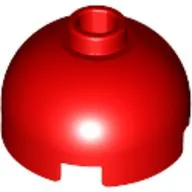 Brick Round 2 x 2 Dome Top, Blocked Open Stud, Bottom Axle Holder / Red